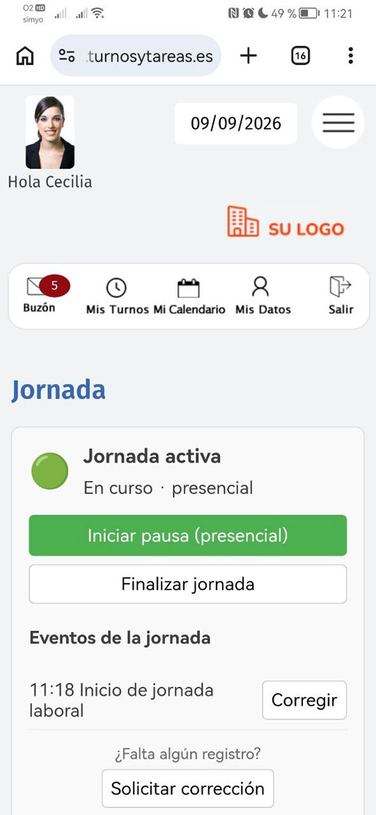 Vista semanal de turnos del trabajador
